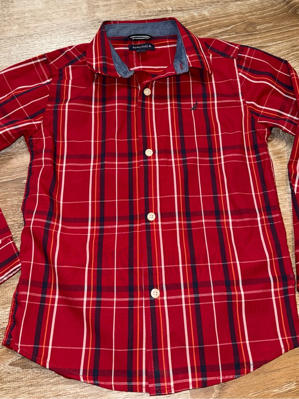 Nautica Red & Navy Plaid Long-Sleeve Button-Down Shirt